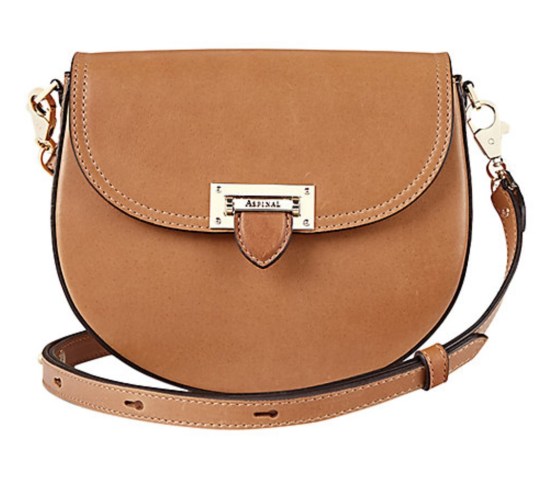 Aspinal of London tan leather saddle bag