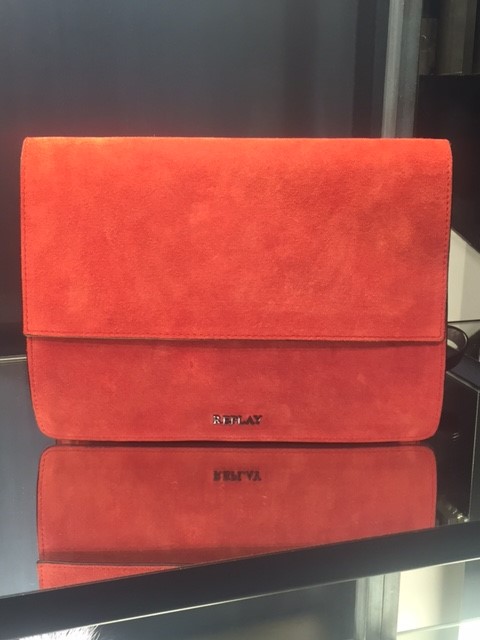 Replay suede shoulder bag in burnt orange colour