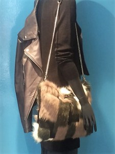 Furry shoulder bag with leather trip and chain strap from Diesel