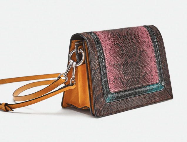 Zara Embossed Leather Animal Print Crossbody Bag
