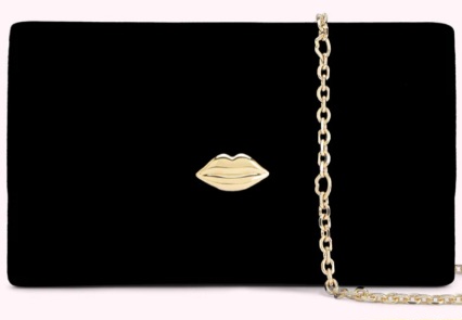 Black velvet evening bag from Lulu Guinness