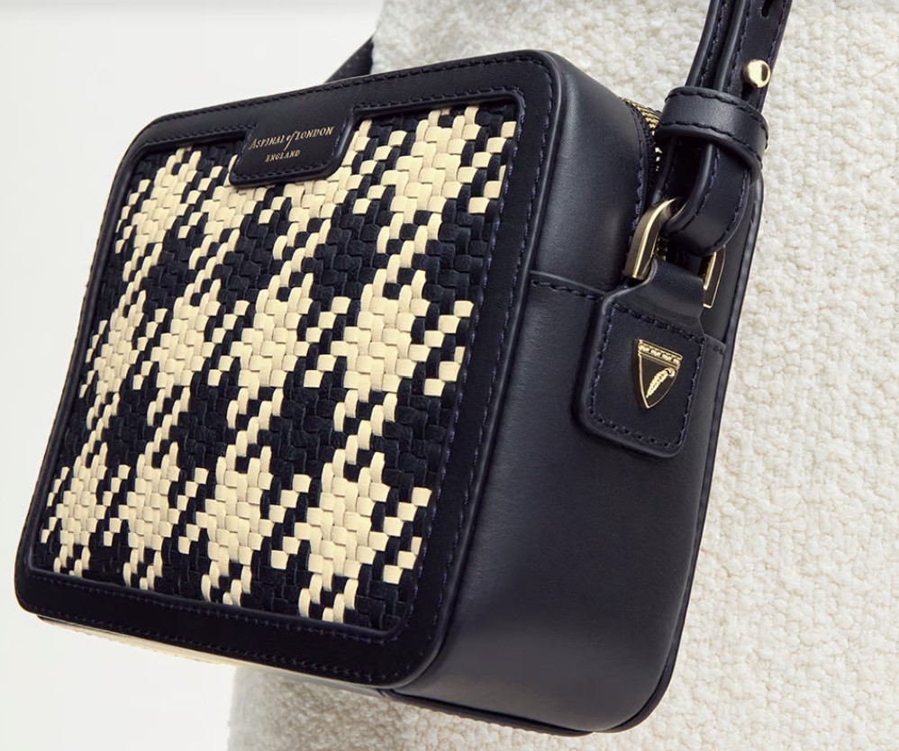 Aspinal of London woven camera cross body bag
