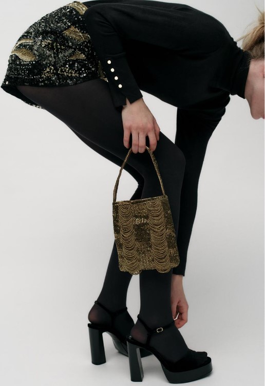 Zara mini beaded bucket bag