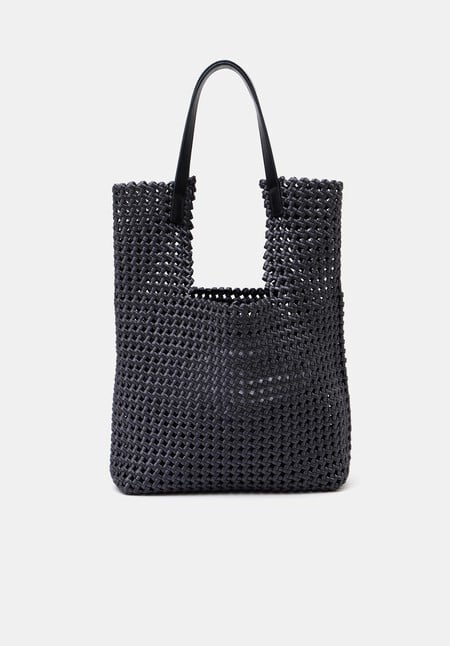 Satin weave tote bag in slate grey